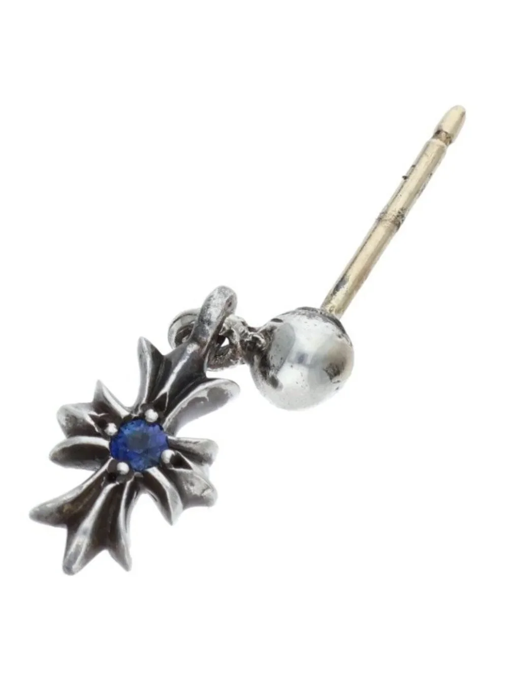 Chrome Hearts Tny CH Pls 1 Sap Tiny Ech Plus Drop Silver Earrings